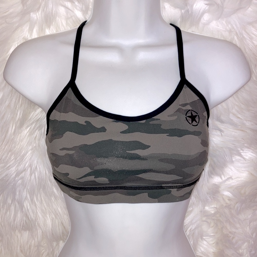 SAVAGE BARBELL Camo Varsity Sports Bra Top M